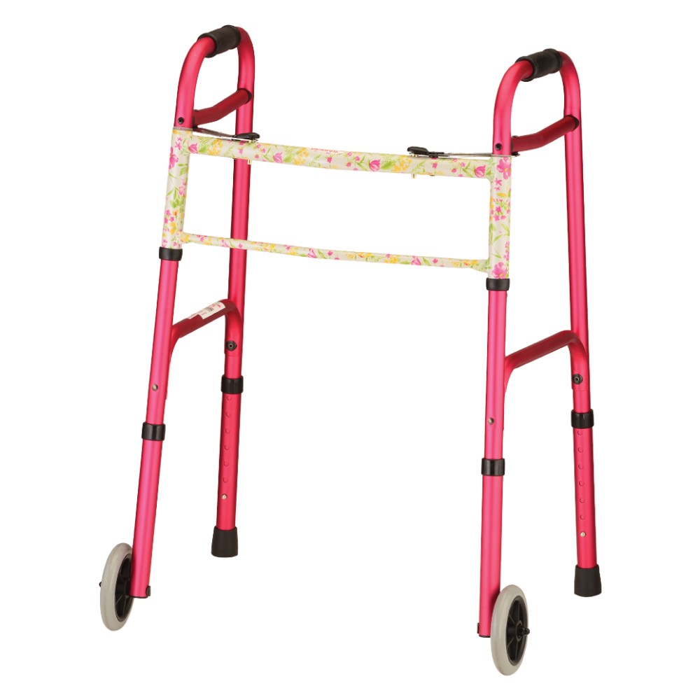 Red Folding Walker with wheels